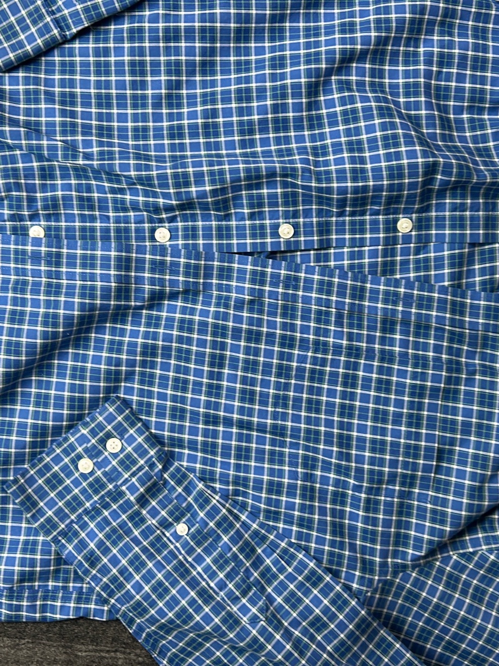 L.L. Bean Blue and White Plaid Button-Down Shirt